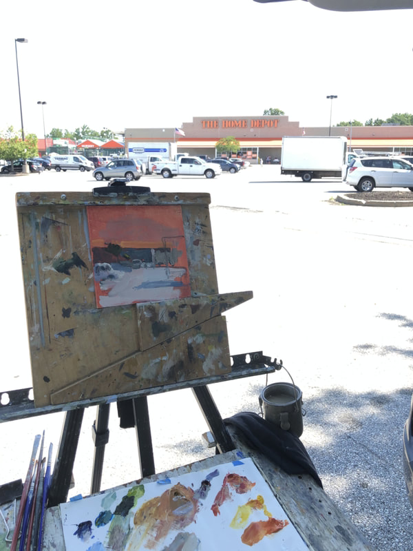 Delaware artist on location painting plein air urban landscape for 25 days of minis 2020