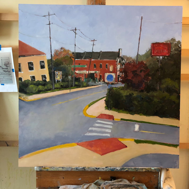 Claymont commission Completed. Oil painting in art studio- artist Sarah Baptist
