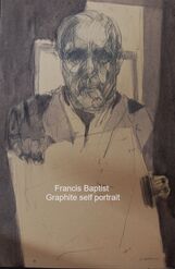 self prtrait of Francis Baptist in graphite
