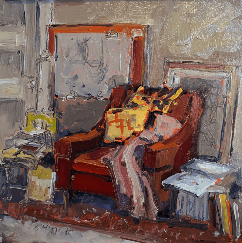 painting of sarah's studio chair