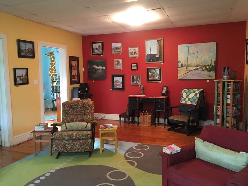 Delaware artist Sarah Baptist's living room Open Studio 2019 